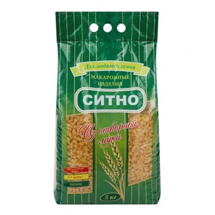 Макаронные изделия Рожки ТМ СИТНО 5кг/уп(опт 309 руб/уп)