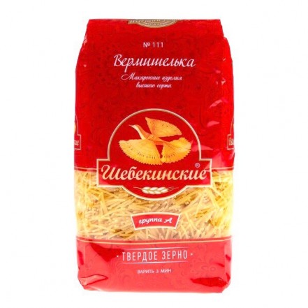 М/изделия Вермишелька №111  Щебекенские 450гр.(опт 80 руб/шт)