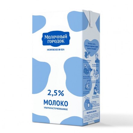 Молоко ТМ Молочный городок 2,5% 1л.Назаровское