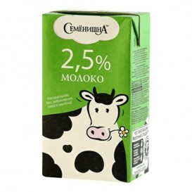 Молоко,,Семенишна’’2,5% 1л т/п (опт 112 руб/шт)