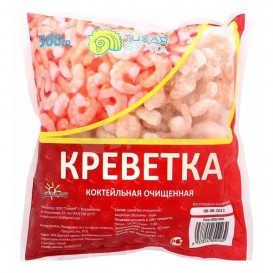 Креветка очищенная  коктейльная в/м 500 гр/уп.Тихая бухта(опт 480 руб/кг)
