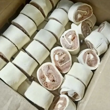 Спиральки слоеное тесто/филе кеты с/м Шелеховский РЗ(опт 780 руб/кг)